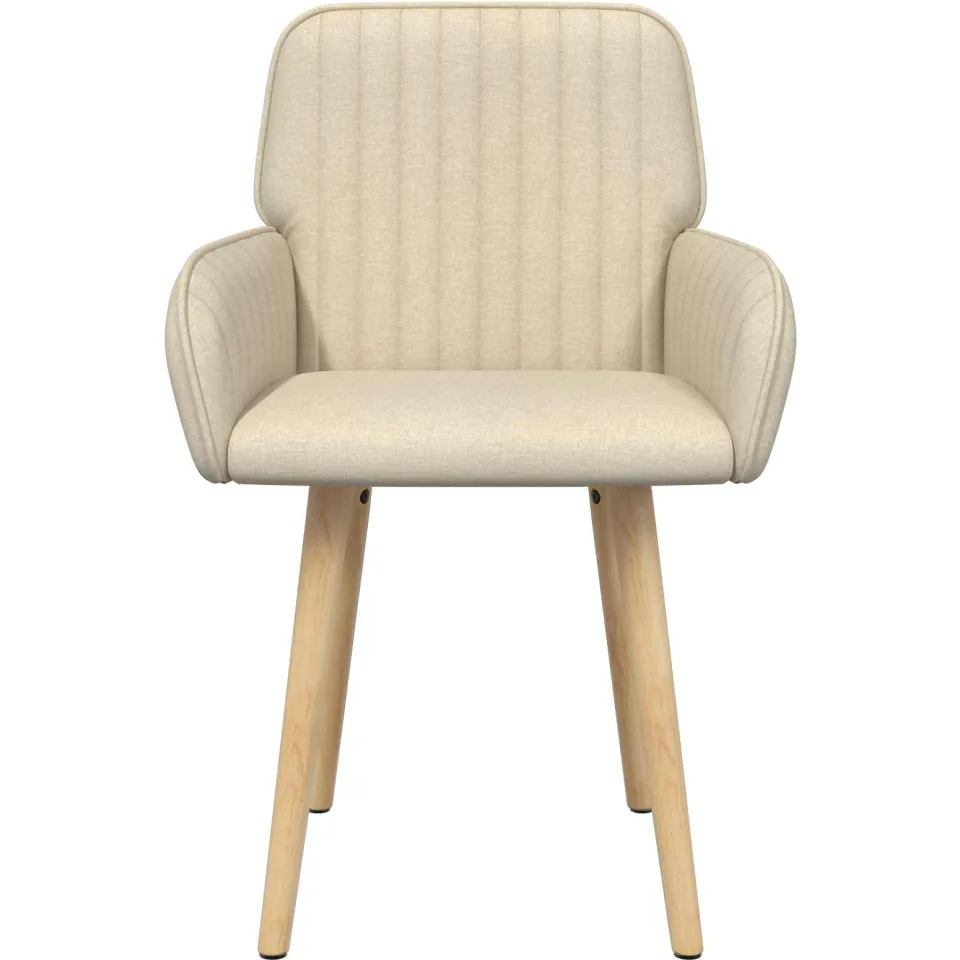 vidaXL Eettafelstoelen 2 st Stof Crèmekleurig 56,5 x 50 x 87,5 cm