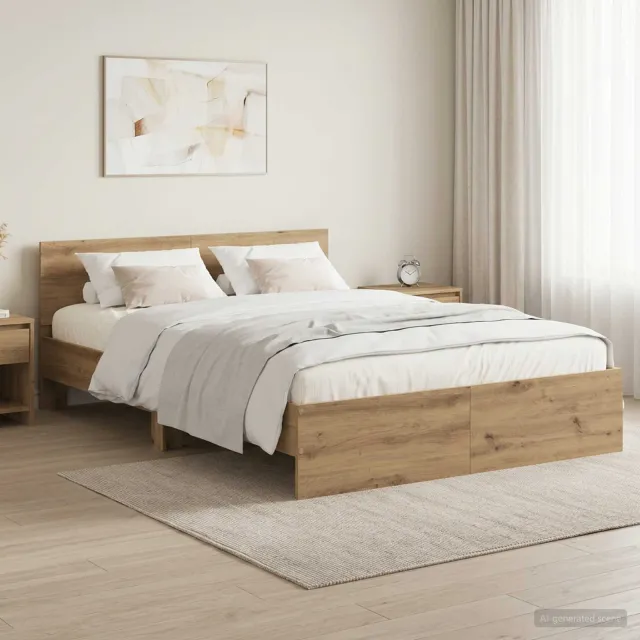 vidaXL Bedframe met Hoofdeinde Artisanaal eiken 160 x 200 cm Bruin