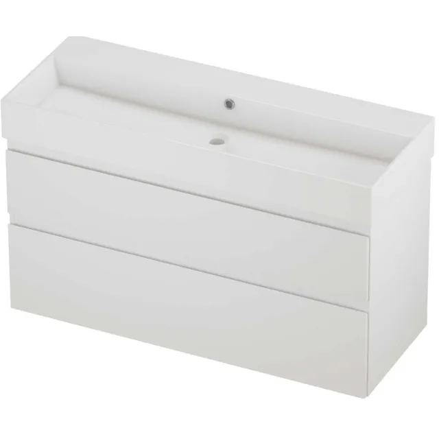 Proline Zara Badmeubelset Porselein Loft Zonder Kraangat 120x46x73 cm Glans Wit Mat Wit