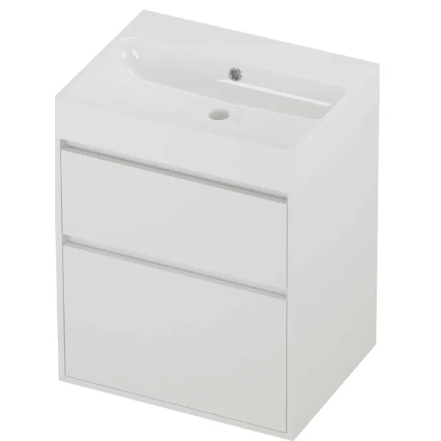 Proline Podium Badmeubelset Polystone Loft 60x46x75 cm Glans Wit Mat White Mat Wit