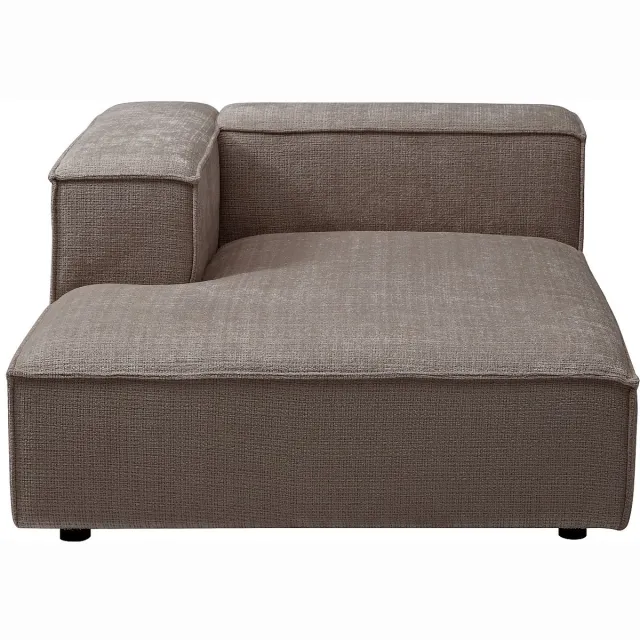 Vente-unique Chaise longue met linkerarmleuning in taupe chenillestof RUZOLO
