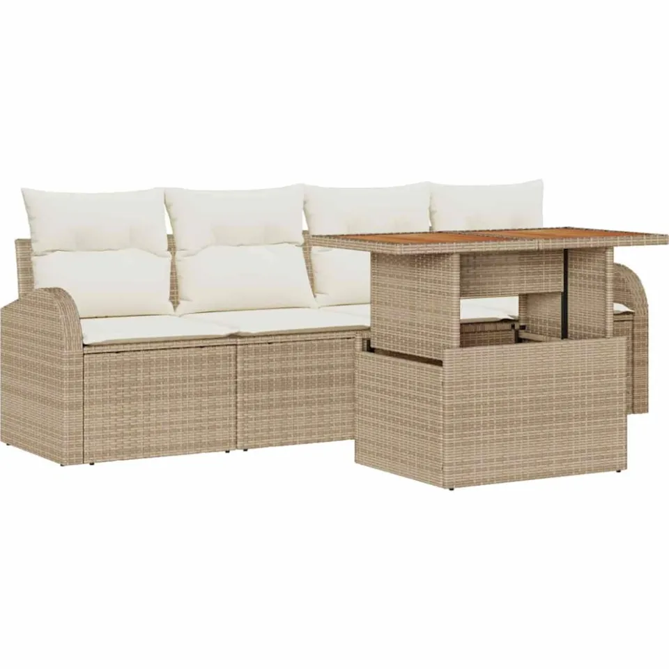 vidaXL Tuin Sofa Set 5 st Beige Poly riet