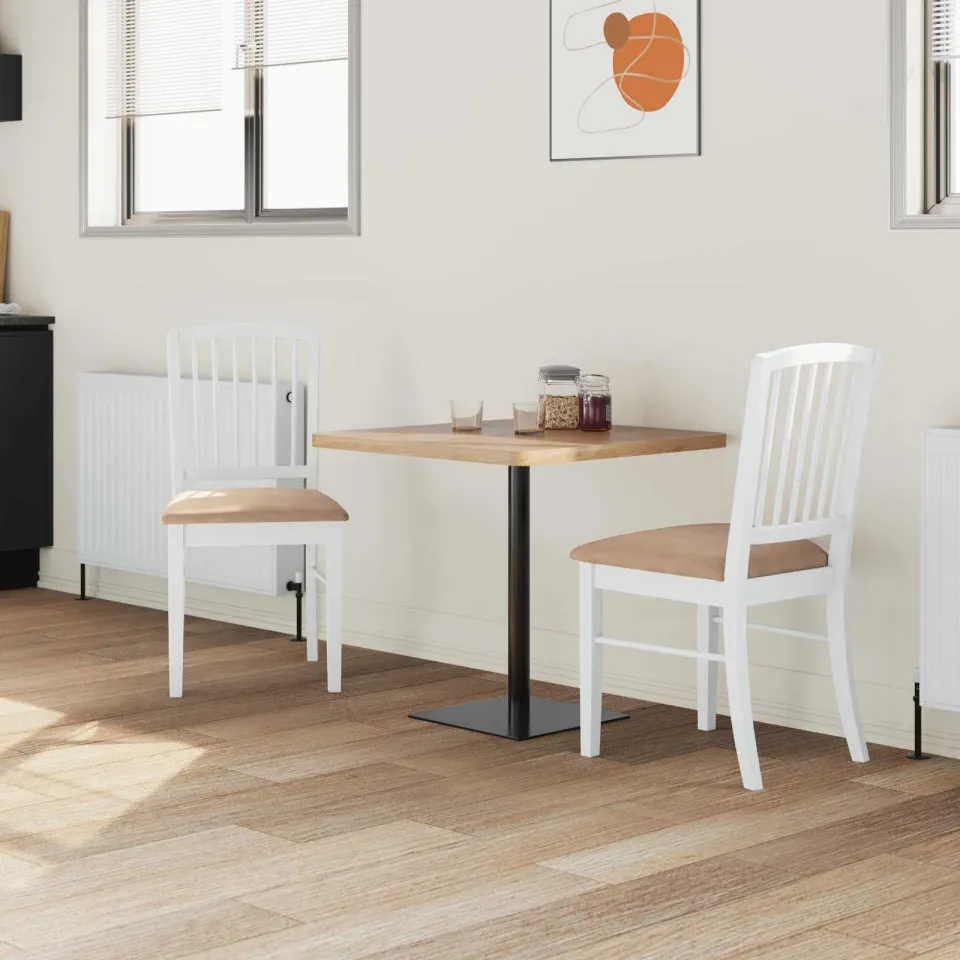vidaXL Eettafelstoelen 2 st Massief Rubberhout Wit 50 x 52,5 x 91 cm, foto 3