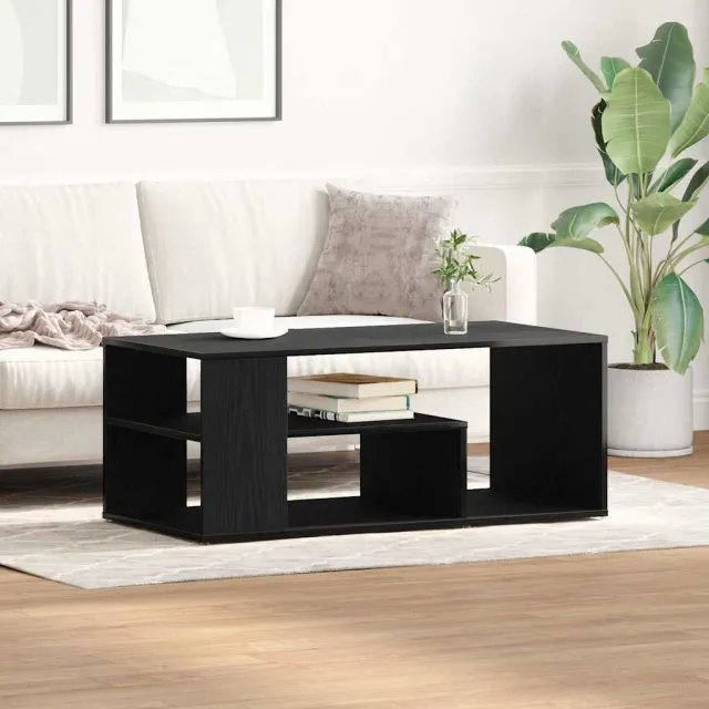 vidaXL Salontafel Zwart Eiken 100 x 50 x 40 cm Bewerkt hout, foto 2