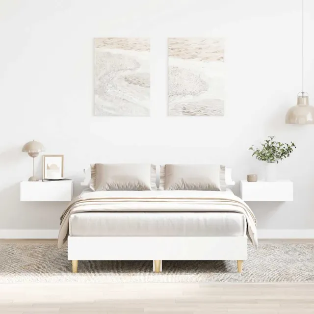 vidaXL Bedframe zonder matras 135x190 cm spaanplaat wit