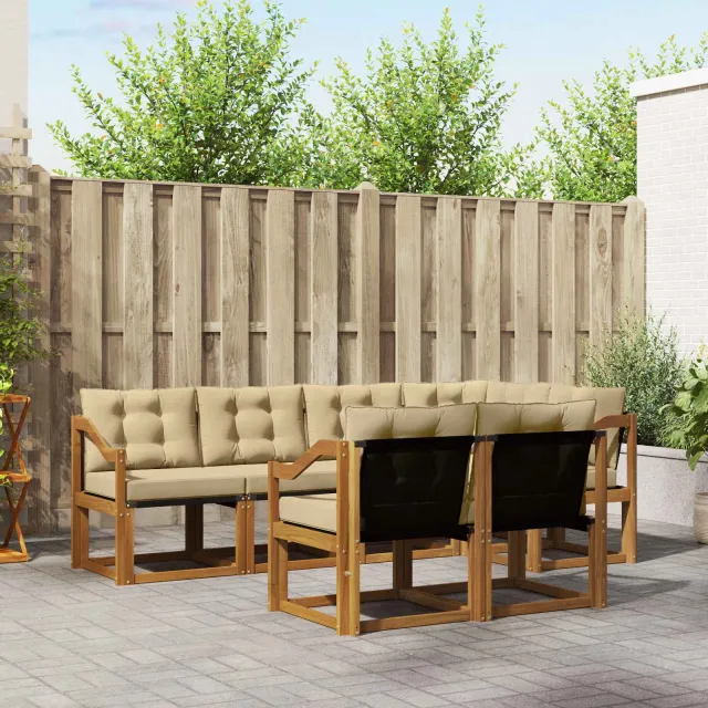 vidaXL Buiten bankenset 7 st Natuurlijk en Beige Bruin
