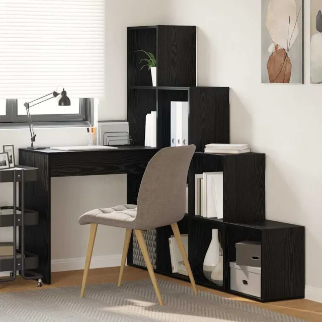 vidaXL Hoekbureau Zwart Eiken 101,5 x 149,5 x 149,5 cm Bewerkt hout, foto 2