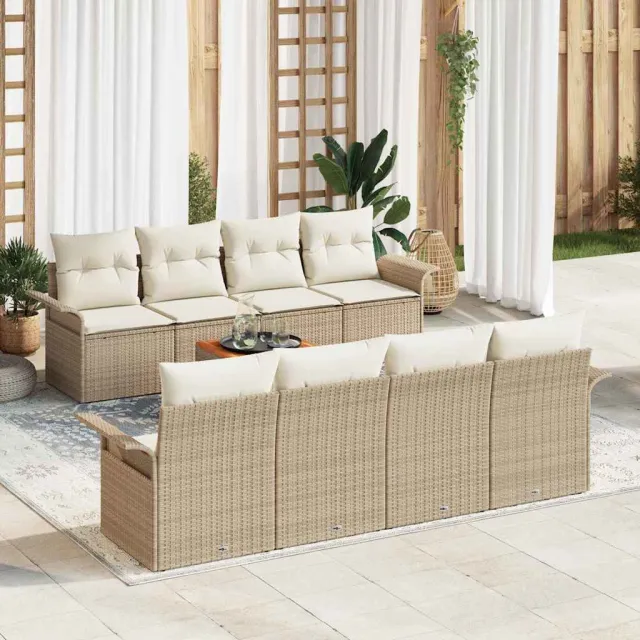 vidaXL Tuinbankenset 9 st Beige poly rattan, foto 2