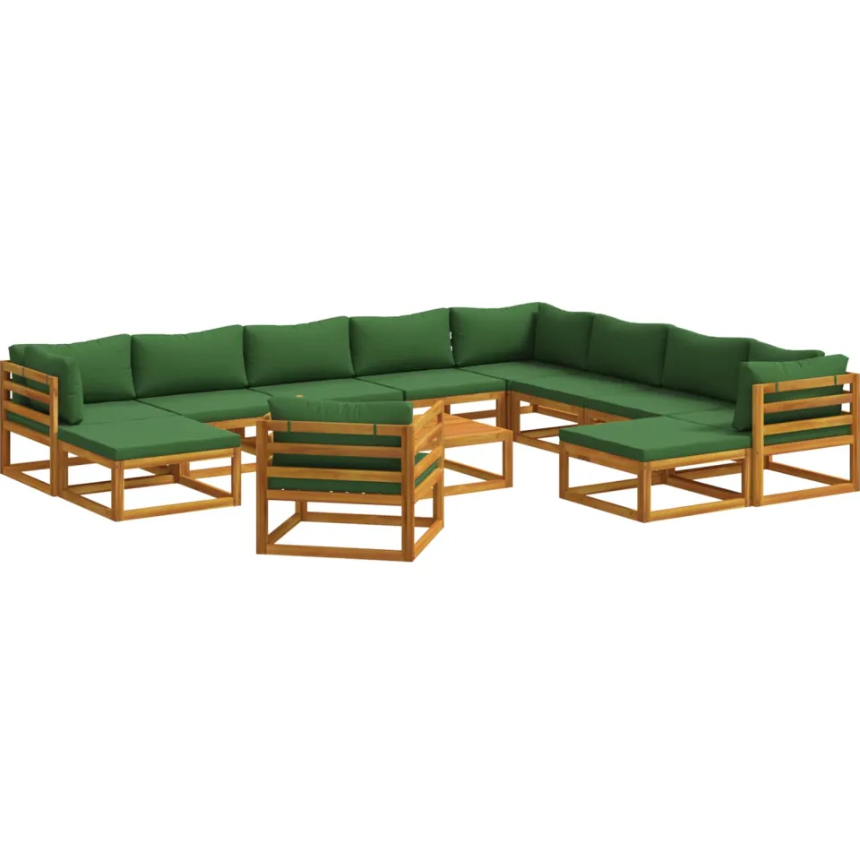 vidaXL Bankstel 12 st Naturel Massief Acaciahout, foto 3
