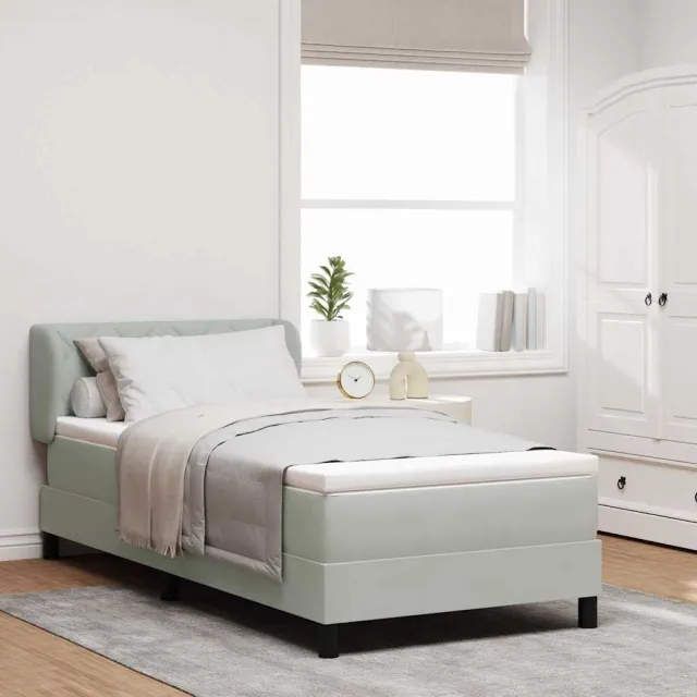vidaXL Boxspringbed met hoofdeinde Lichtgrijs 100 x 200 cm Fluweel