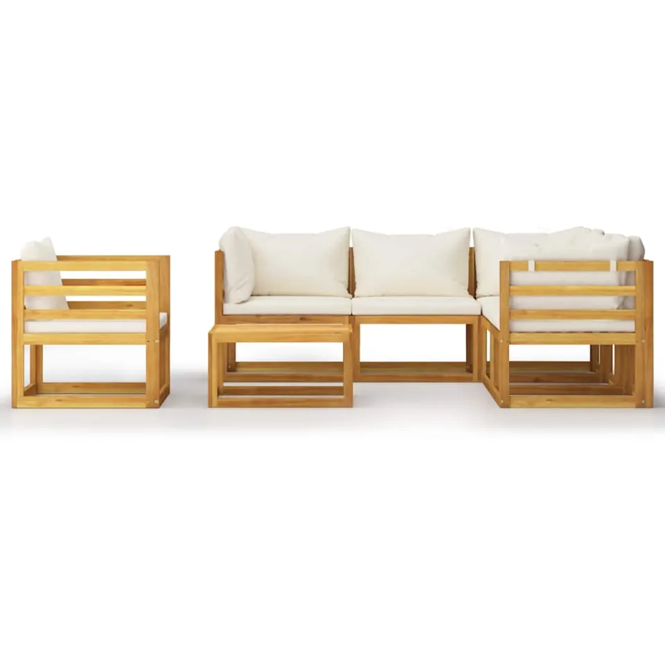 vidaXL 7-delige Loungeset met kussens massief acaciahout crème