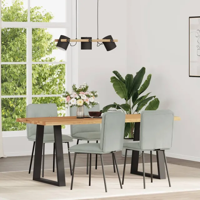 vidaXL Eetkamerstoelen 4 st fluweel lichtgrijs grijs, foto 2