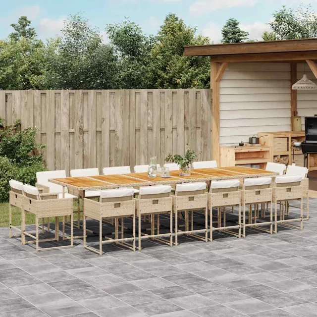 vidaXL 17-delige Tuinset met kussens poly rattan beige, foto 2