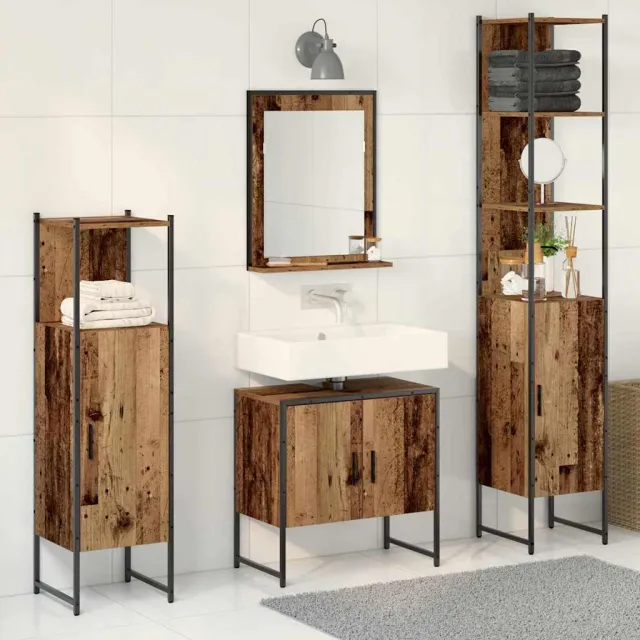vidaXL Badkamermeubelset 4 st Bruin 33 x 33 x 185,5 cm Bewerkt hout, foto 2