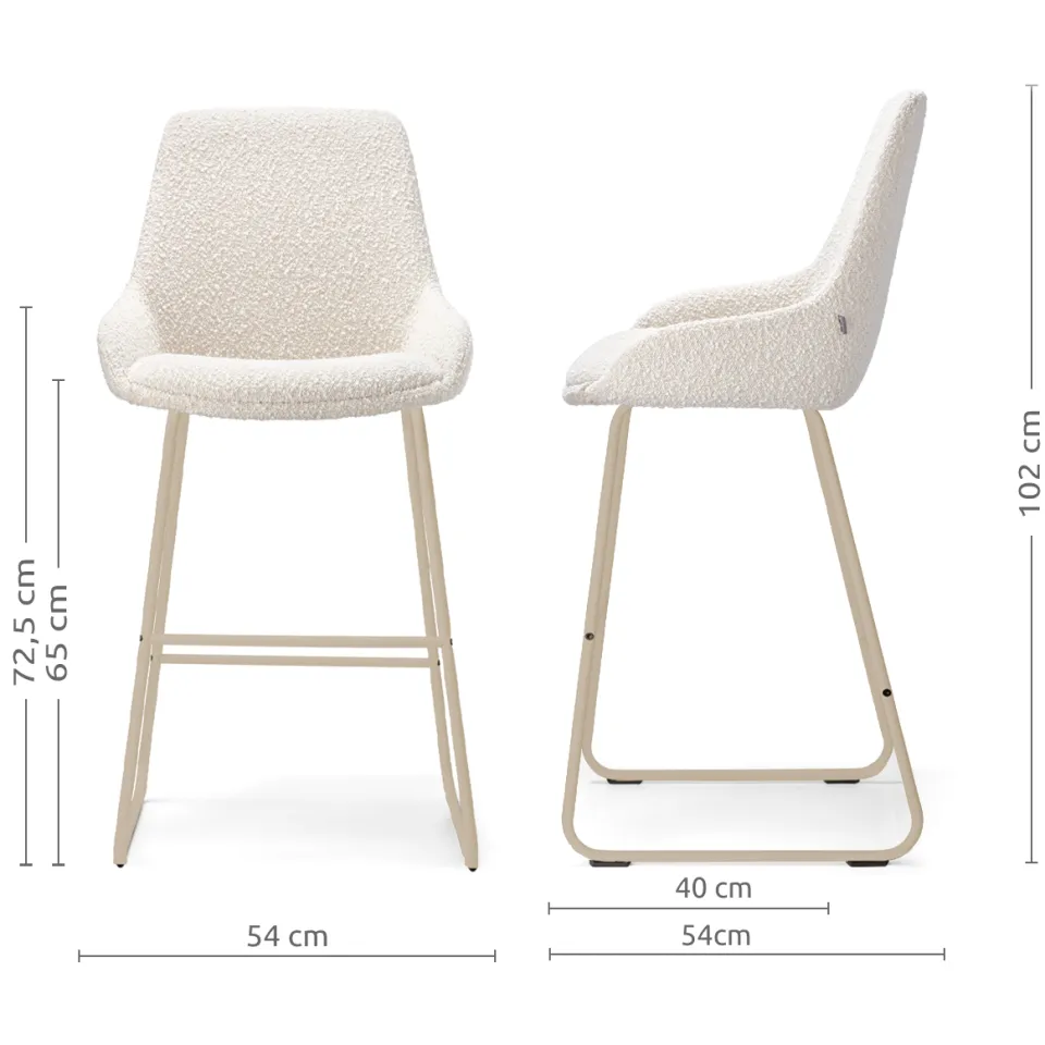 Nolon Nino-Isa barkruk bouclé beige - beige onderstel - 65 cm, foto 2