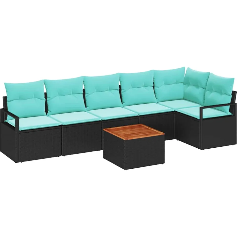 vidaXL Tuinbankenset 7 st Zwart poly rattan