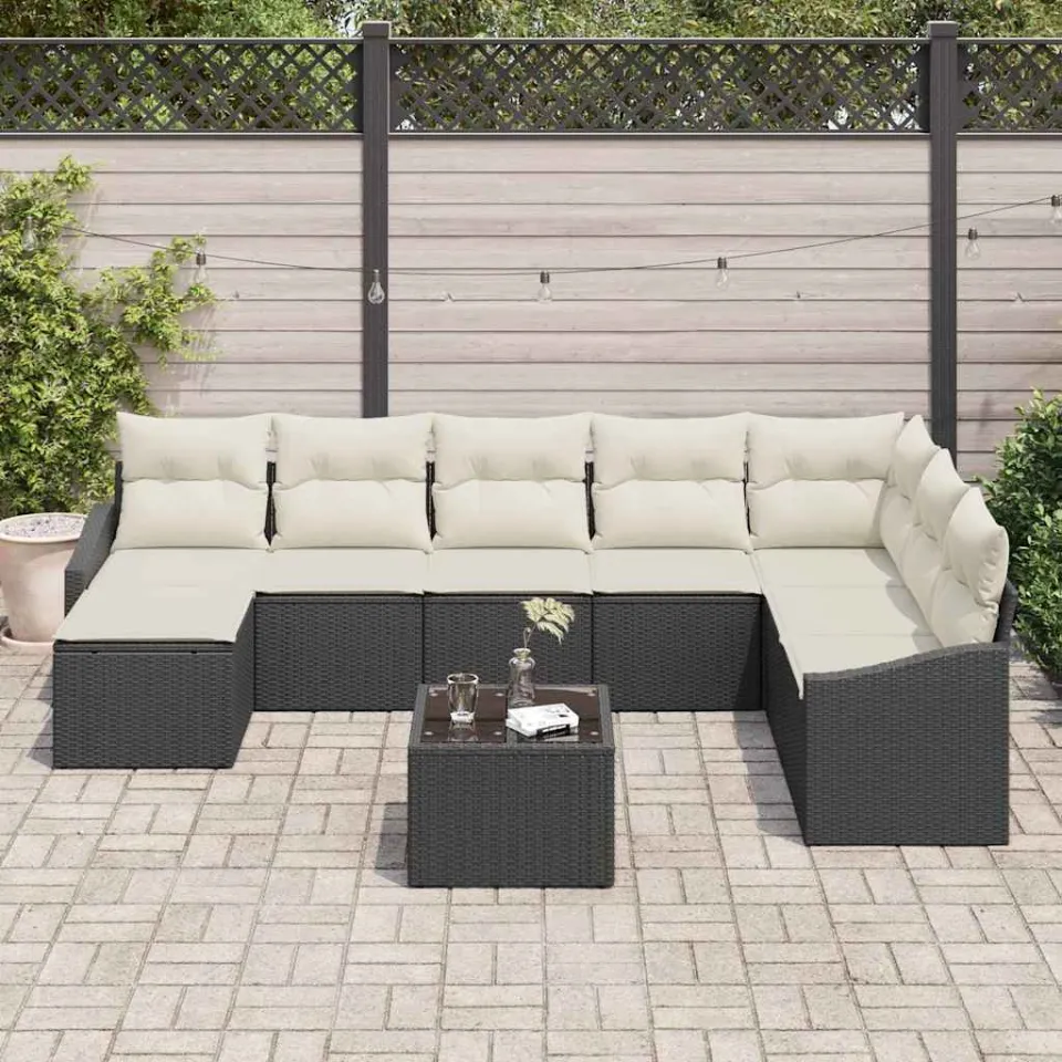 vidaXL Tuin Sofa Set 8 st Bruin en Crème poly rattan, foto 3