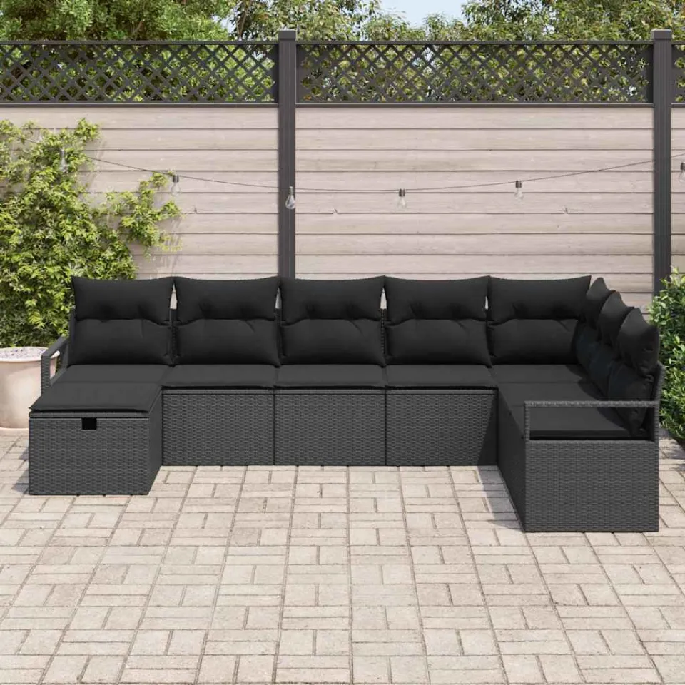 vidaXL Bankstel 6 st poly rattan zwart, foto 3