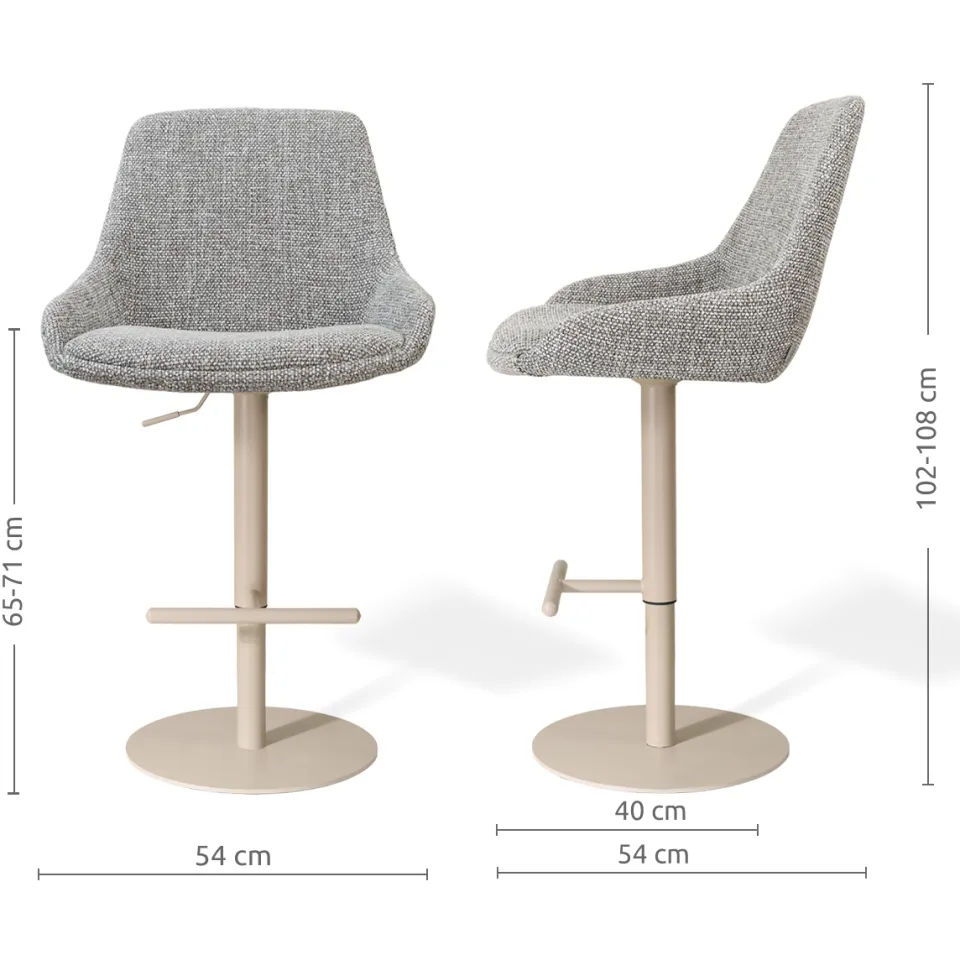 Nolon Niva-Isa draaibare tulp barkruk grijs blend - verstelbaar - beige onderstel, foto 2