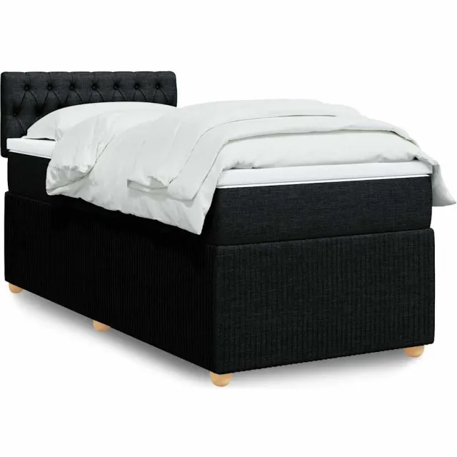 vidaXL Boxspring met matras stof zwart 90x200 cm