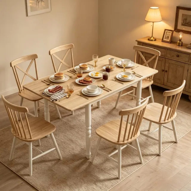 STILVORA Eettafel - Uitschuifbaar En Opklapbaar Voor 2 Tot 6 Personen - MDF Met Stalen Poten - 134 X 80 X 75 Cm - Eiken En Wit