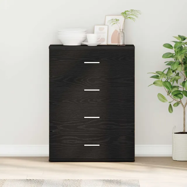 vidaXL Dressoir Zwart Eiken 60 x 39 x 80 cm Bewerkt hout, foto 2