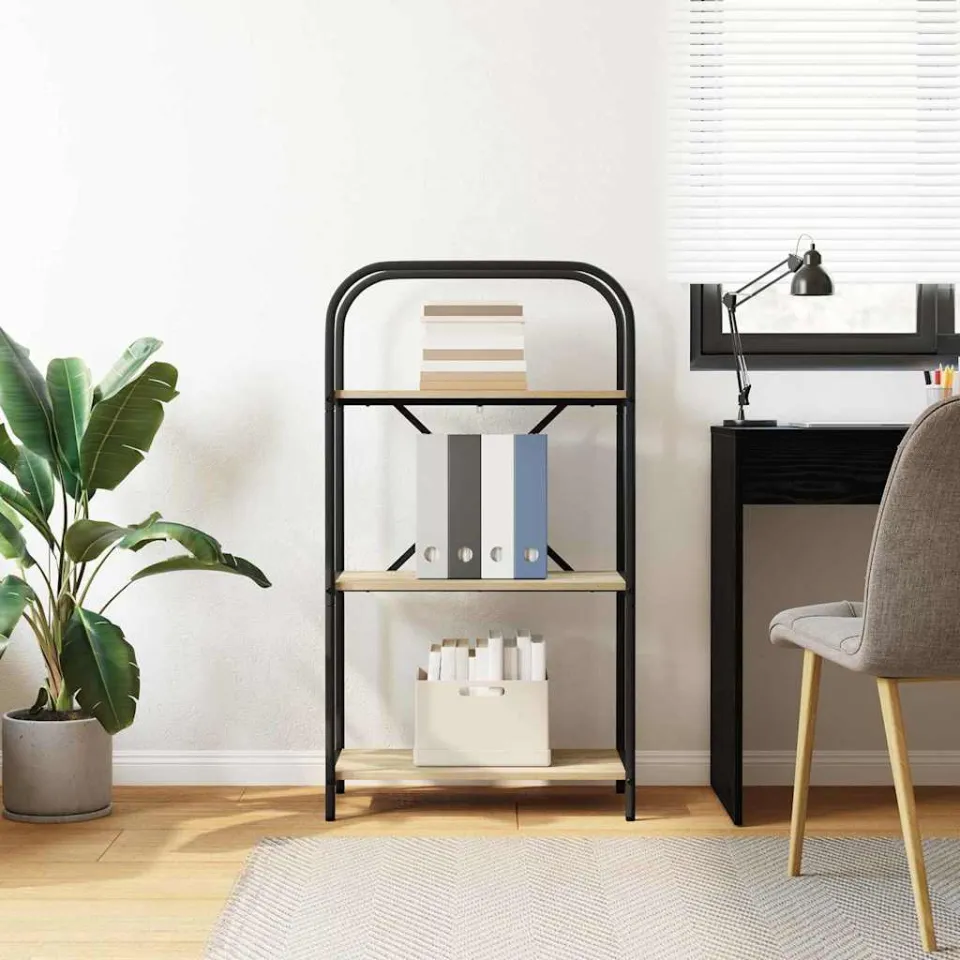 vidaXL Boekenkast 3-laags 60 x 30 x 109 cm Bewerkt hout Sonoma Eiken, foto 4