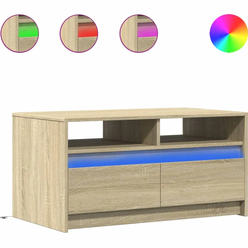 vidaXL Salontafel met LED-verlichting bewerkt hout sonoma eikenkleurig, foto 3