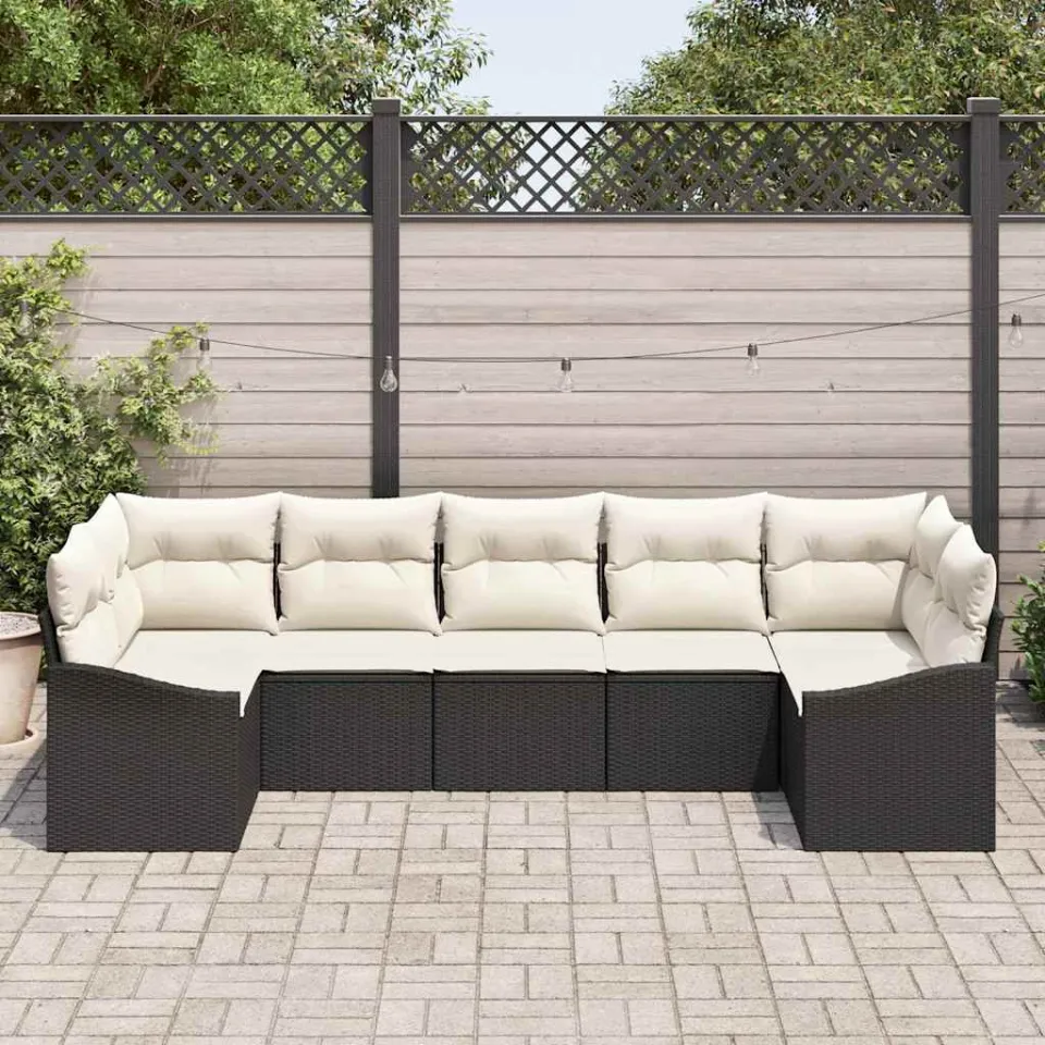 vidaXL Bankstel 7 st Zwart poly rattan, foto 3