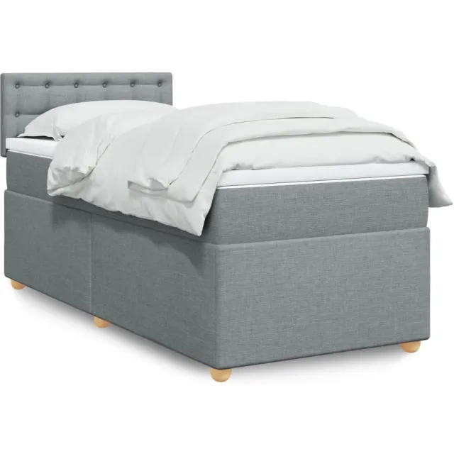 vidaXL Boxspring met matras stof lichtgrijs 90x190 cm grijs