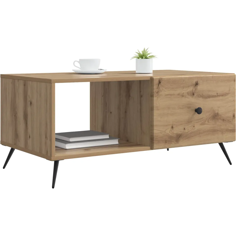 vidaXL Salontafel Artisanaal eiken 90 x 50 x 40 cm Bewerkt hout Bruin