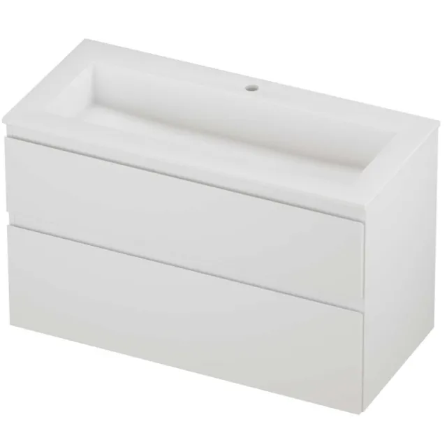 Proline Aristo Badmeubelset Polystone Elegant 1 Kraangat 100x46x62 cm Mat White Mat Wit