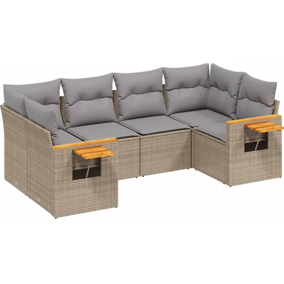 vidaXL Patio Sofa Set 6-zits Beige and Grey