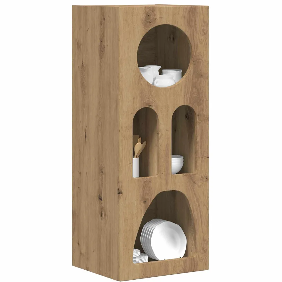 vidaXL Dressoir ELST Artisan Eiken 40 x 35 x 100,5 cm Bewerkt hout Bruin