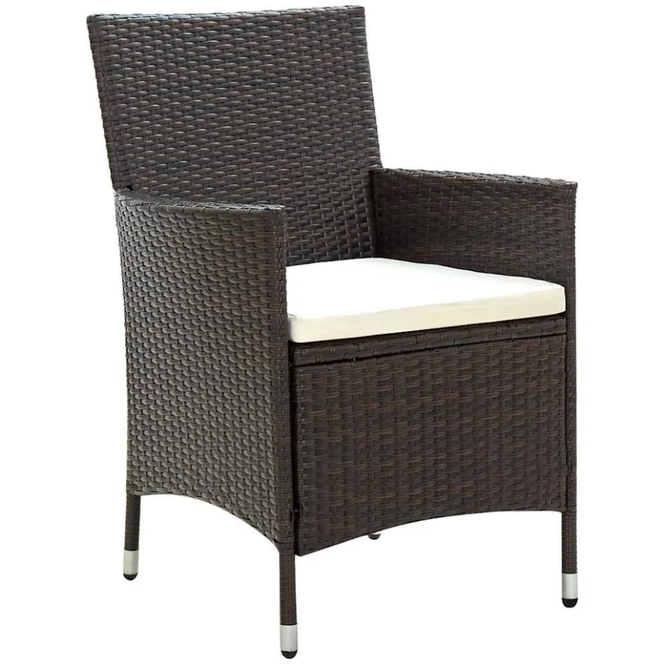 vidaXL 5-delige Tuinset met kussens poly rattan bruin