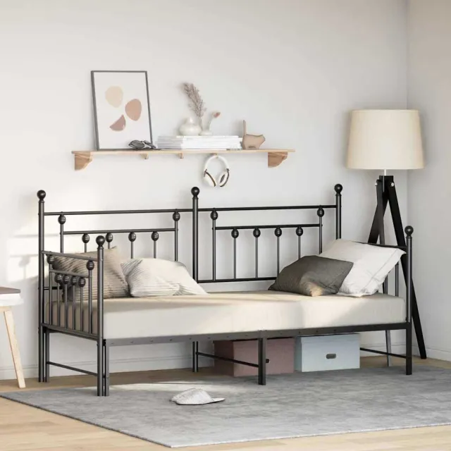 vidaXL Bedframe voor een daybed Zwart 75 x 190 cm Gepoedercoat staal