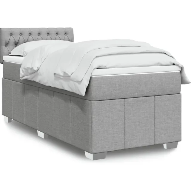 vidaXL Boxspring met matras stof lichtgrijs 90x200 cm grijs