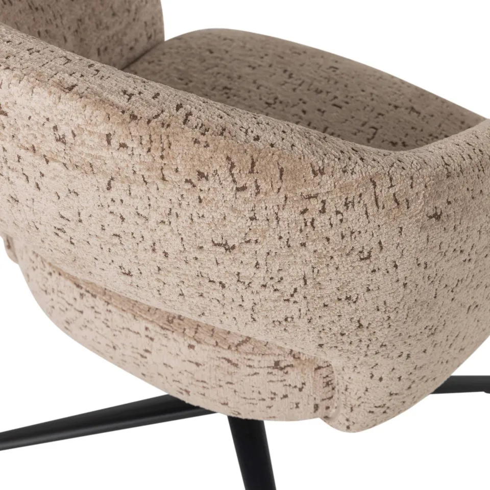 WOOOD Pico Draaifauteuil - Wollig Structuur - Bruin - 74x71x69, foto 6