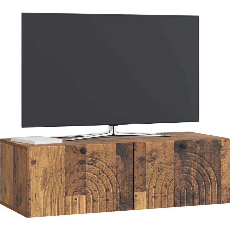 vidaXL Wandbeugel TV-kast Oud hout 99 x 41 x 30 cm Bewerkt hout Bruin