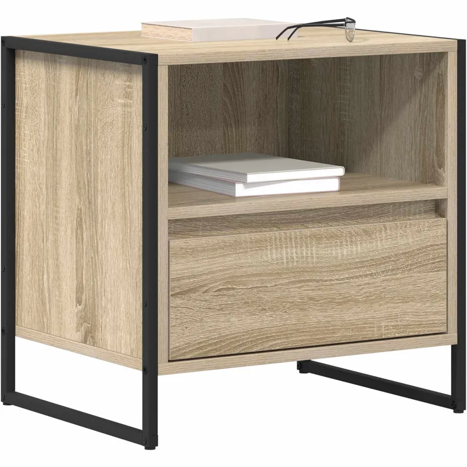 vidaXL Nachtkastje Sonoma Eiken 50 x 39,5 x 50 cm Bewerkt hout Bruin