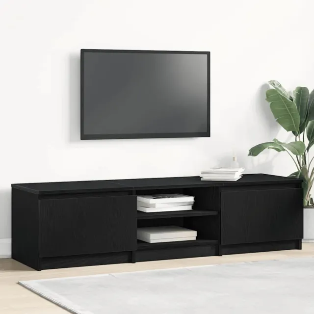 vidaXL TV-meubel Zwart Eiken 140x40x36 cm Bewerkt Hout, foto 2