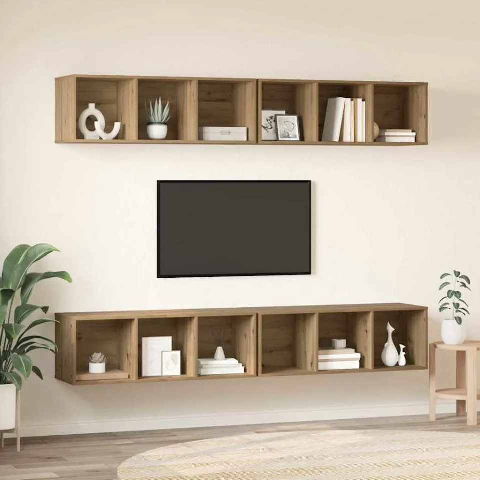 vidaXL Tv-meubelset 4 st 37 x 37 x 107 cm Artisan Eiken, foto 4