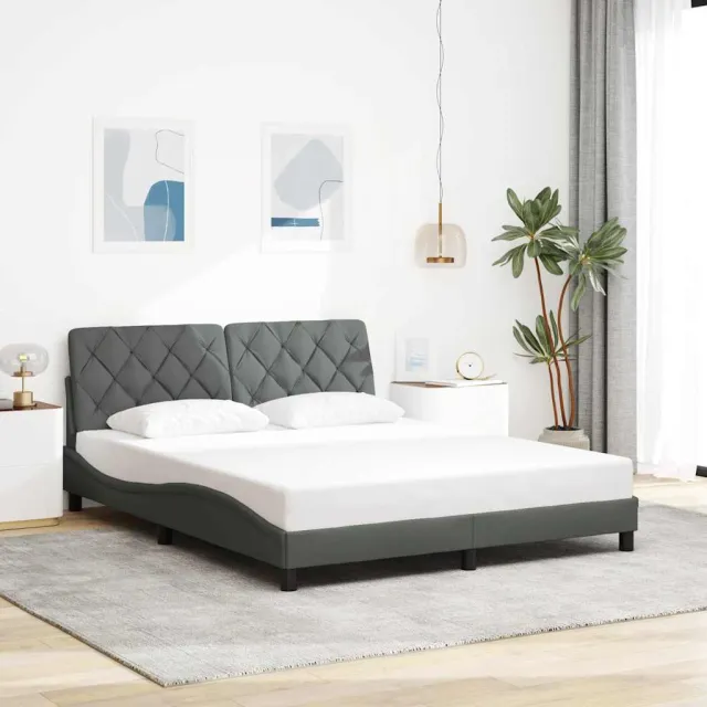 vidaXL Bedframe zonder matras stof donkergrijs 160x200 cm grijs