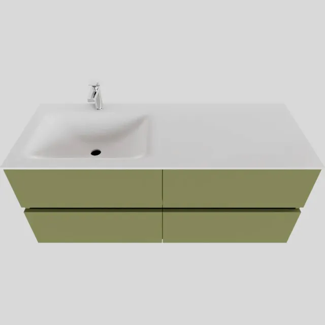 Boss & Wessing Badkamermeubel Solid Surface BWS Oslo 120x46 cm Links Mat Groen 4 Laden (met 1 kraangat)