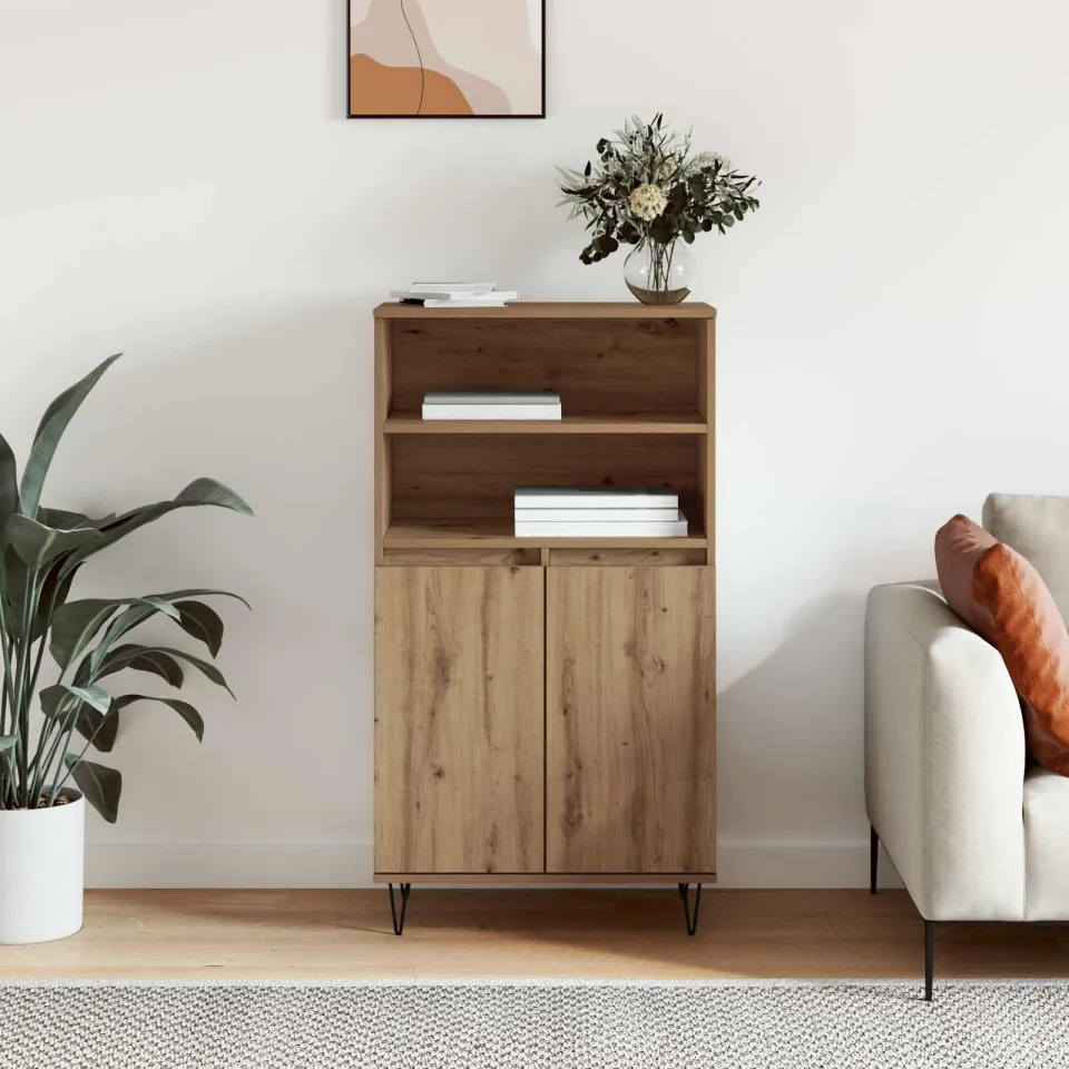 vidaXL Highboard Bruin 60 x 36 x 110 cm Bewerkt hout, foto 4