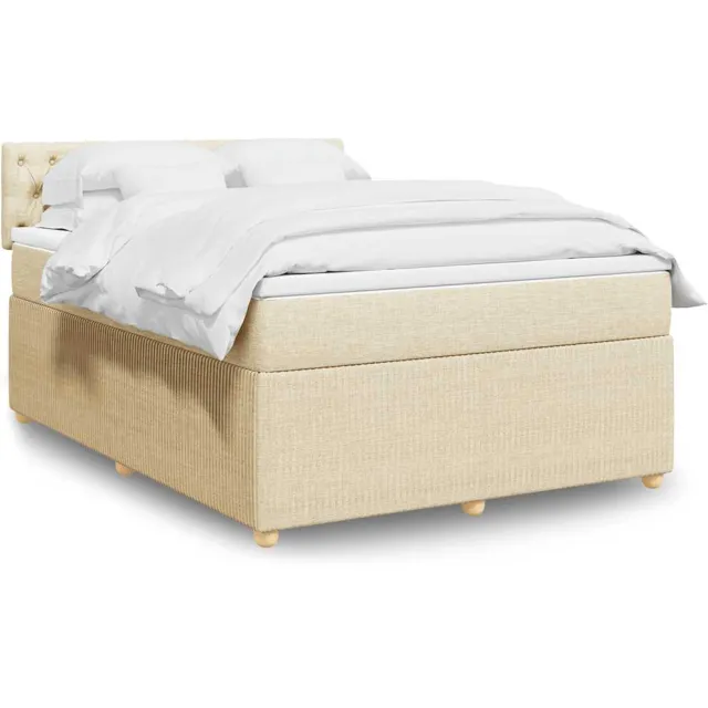 vidaXL Boxspring met matras stof crèmekleurig 140x200 cm