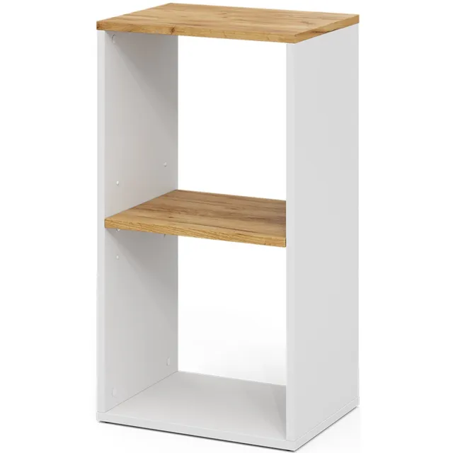 Vicco Tomy Boekenkast – 40 x 74 cm met 2 open vakken Eik wit/goud Wit/Goudkleurig Eiken