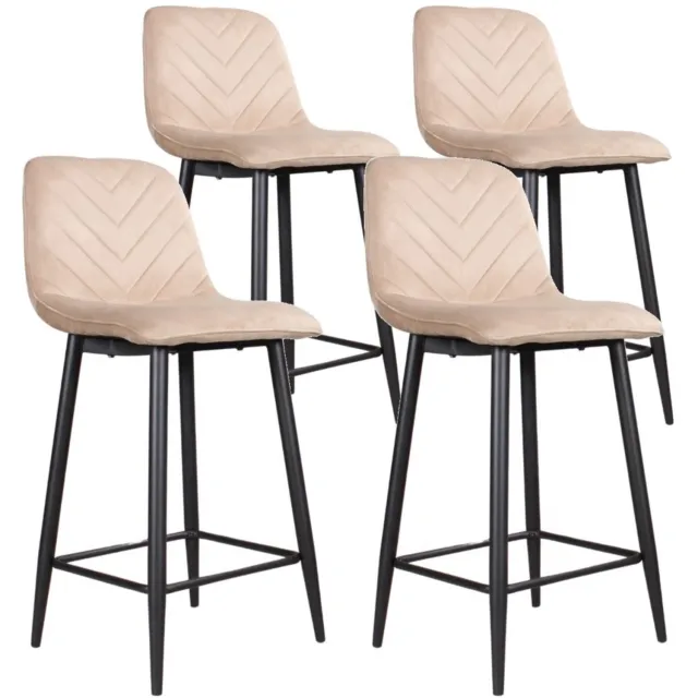 DS4U Gaby barkruk 65 cm - Set van 4 - Champagne - Velvet