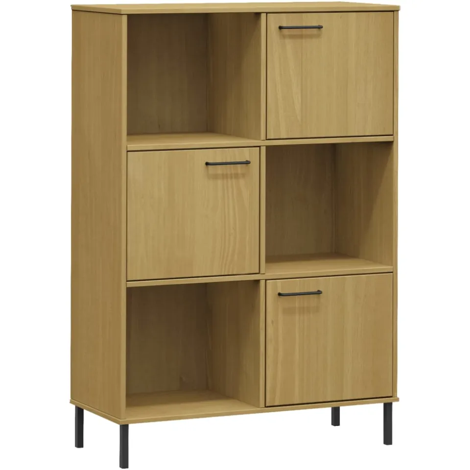 vidaXL Boekenkast met metalen poten OSLO 90x35x128,5 cm hout bruin, foto 3