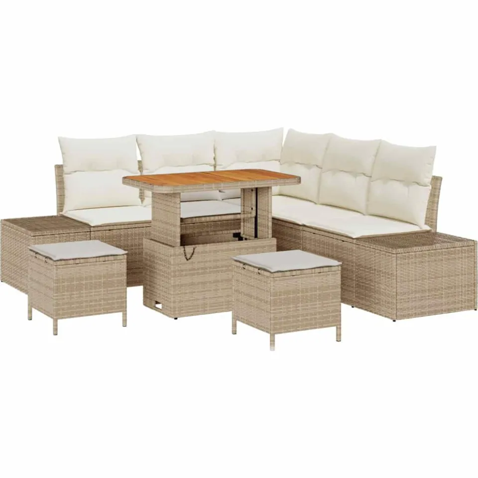 vidaXL Tuinbankenset 8 st Beige Poly riet